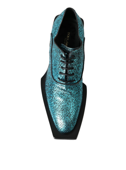 Dolce & Gabbana Teal Derby Block Heel Shoes