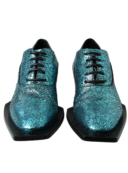 Dolce & Gabbana Teal Derby Block Heel Shoes