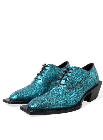 Dolce & Gabbana Teal Derby Block Heel Shoes