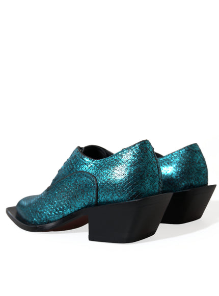 Dolce & Gabbana Teal Derby Block Heel Shoes