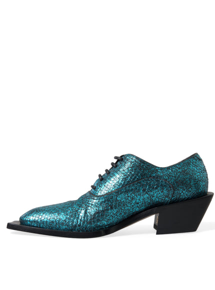 Dolce & Gabbana Teal Derby Block Heel Shoes