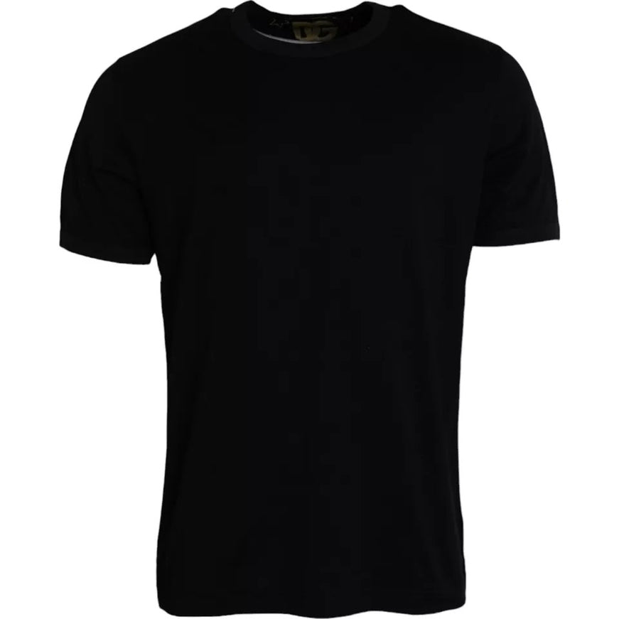 Dolce & Gabbana Black Cotton Round Neck T-shirt