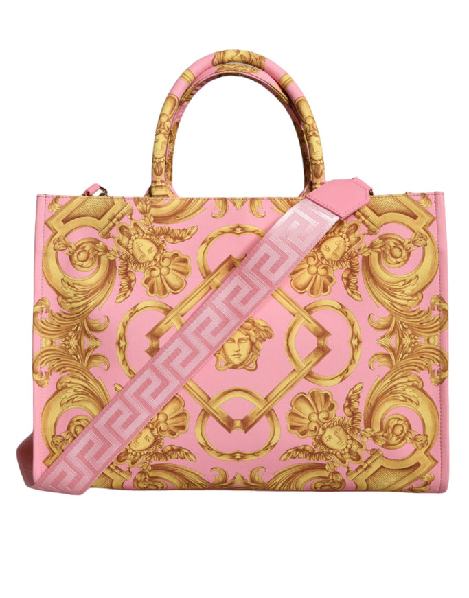 Versace Pink Baroque Print Tote Bag