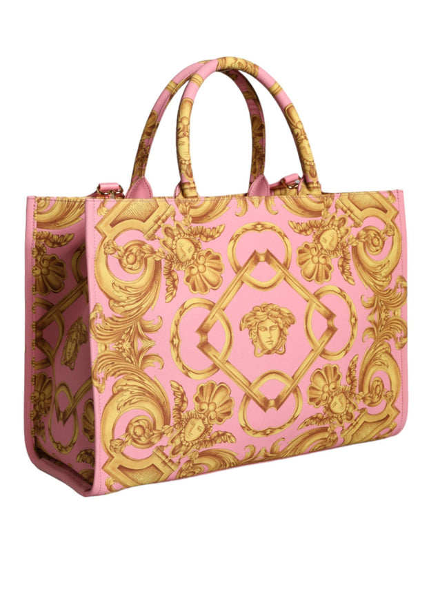 Versace Pink Baroque Print Tote Bag