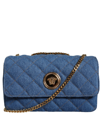 Versace Medusa Crossbody Bag In Blue Denim