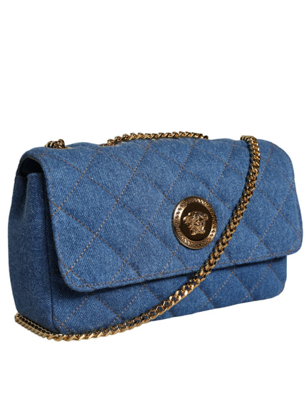 Versace Medusa Crossbody Bag In Blue Denim