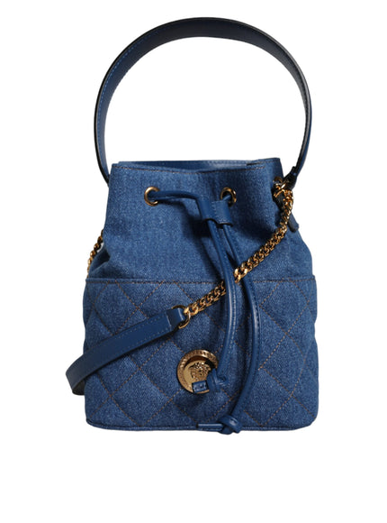 Versace La Medusa Quilted Denim Bucket Bag