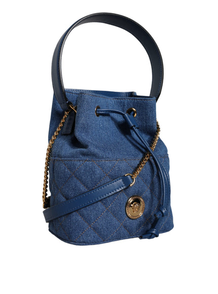 Versace La Medusa Quilted Denim Bucket Bag