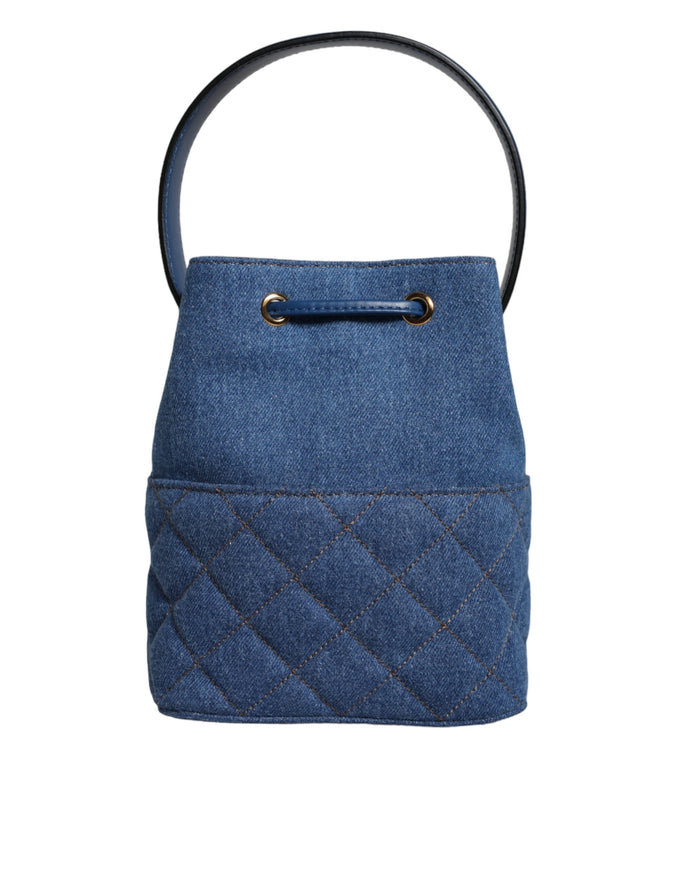 Versace La Medusa Quilted Denim Bucket Bag