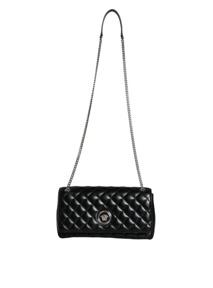 Versace Black Quilted Lambskin Leather Crossbody Bag