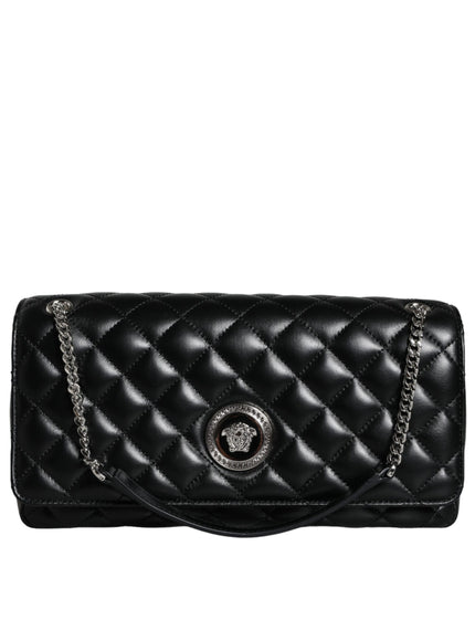 Versace Black Quilted Lambskin Leather Crossbody Bag