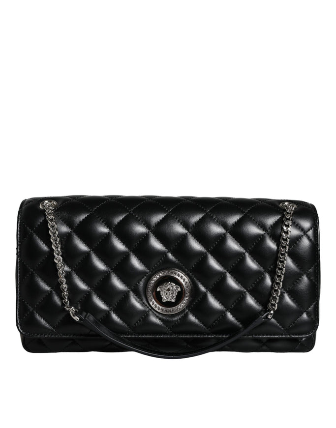 Versace Black Quilted Lambskin Leather Crossbody Bag