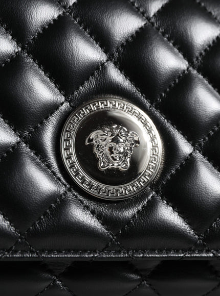 Versace Black Quilted Lambskin Leather Crossbody Bag