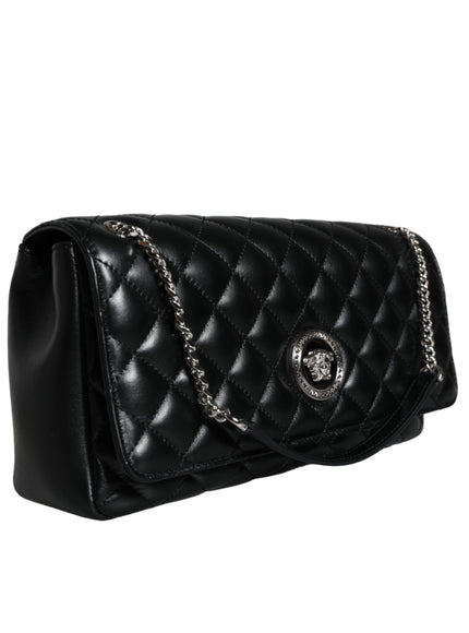 Versace Black Quilted Lambskin Leather Crossbody Bag