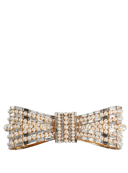 Dolce & Gabbana Bow Crystal Faux Pearl Brooch