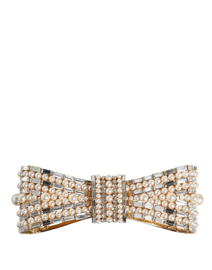 Dolce & Gabbana Bow Crystal Faux Pearl Brooch