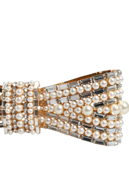 Dolce & Gabbana Bow Crystal Faux Pearl Brooch