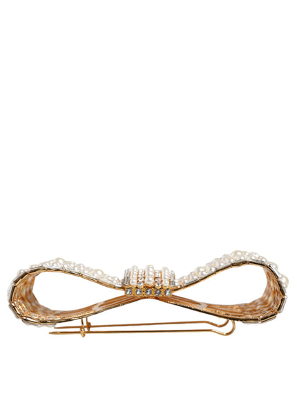 Dolce & Gabbana Bow Crystal Faux Pearl Brooch