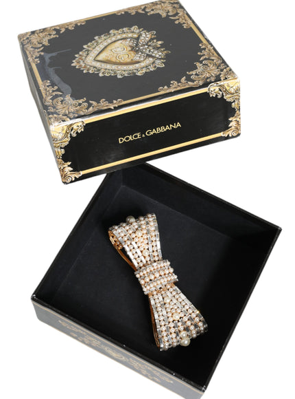 Dolce & Gabbana Bow Crystal Faux Pearl Brooch