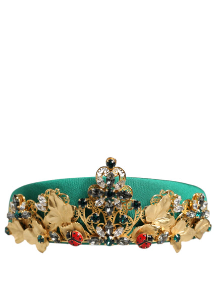 Dolce & Gabbana Crystal Crown Headband In Green