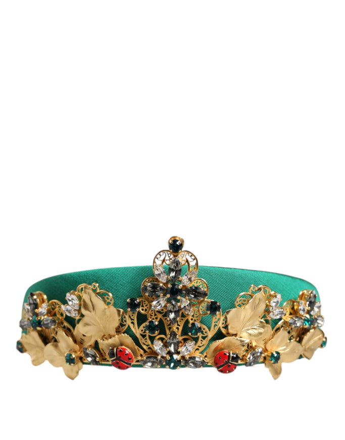 Dolce & Gabbana Crystal Crown Headband In Green