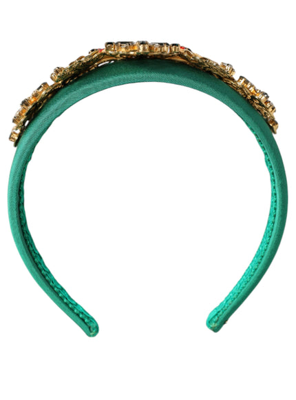 Dolce & Gabbana Crystal Crown Headband In Green