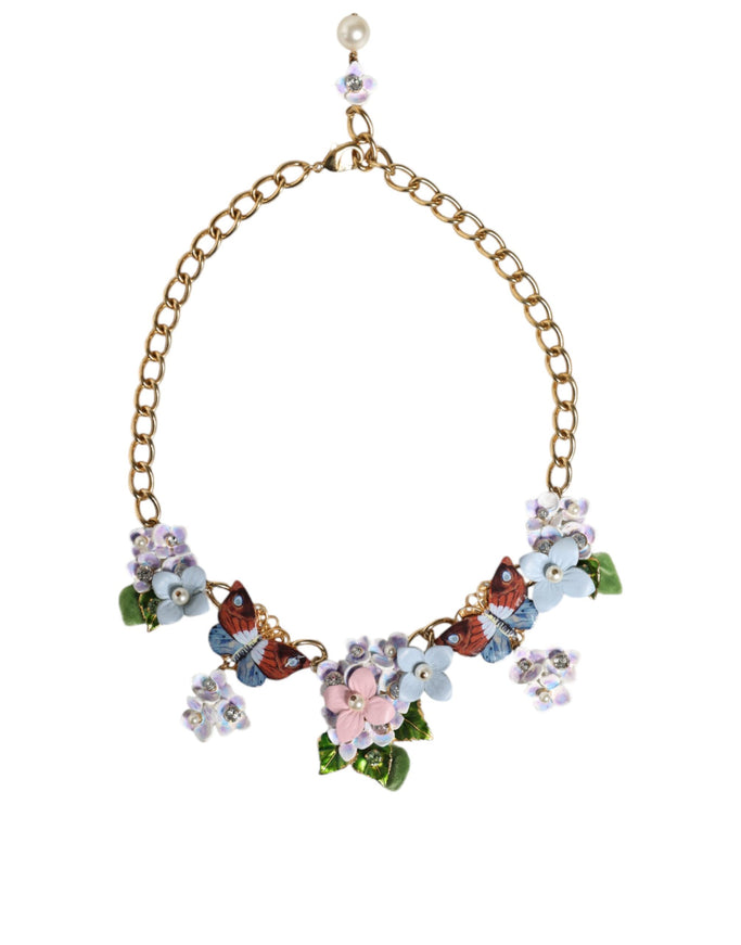 Dolce & Gabbana Multicolor Floral Gold-tone Necklace