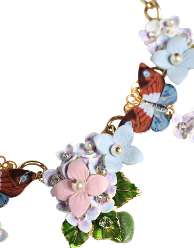 Dolce & Gabbana Multicolor Floral Gold-tone Necklace