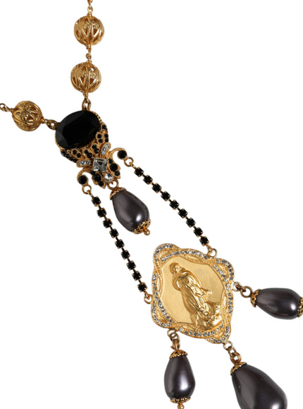 Dolce & Gabbana Gold Chain Beaded Rosary Necklace