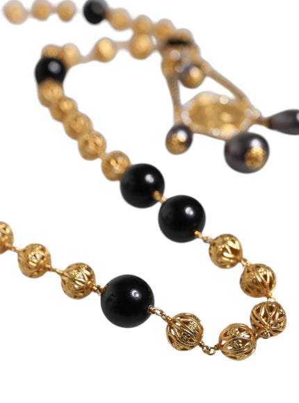 Dolce & Gabbana Gold Chain Beaded Rosary Necklace