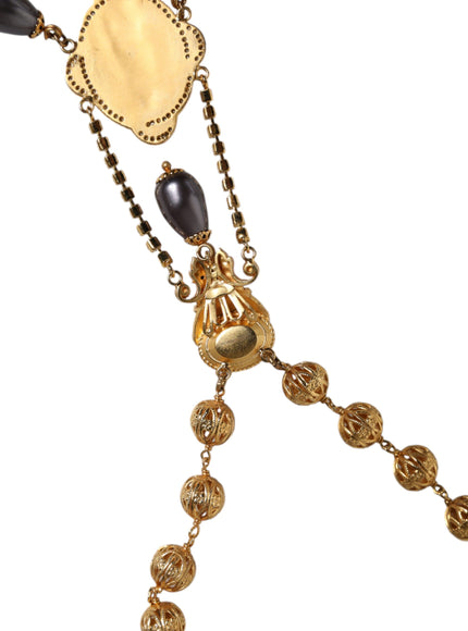 Dolce & Gabbana Gold Chain Beaded Rosary Necklace