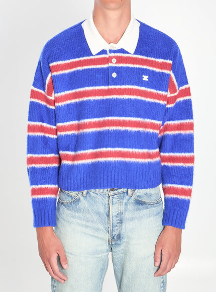 Celine Striped Polo-style Knit Red