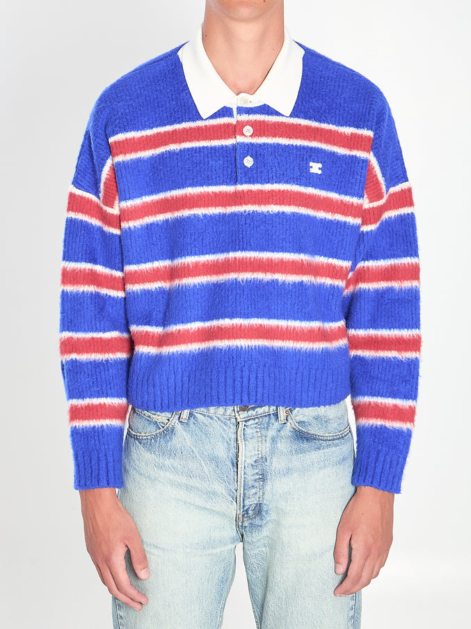 Celine Striped Polo-style Knit Red