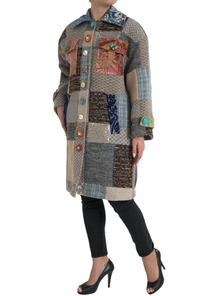 Dolce & Gabbana Multicolor Patchwork Trench Coat Jacket - Ellie Belle