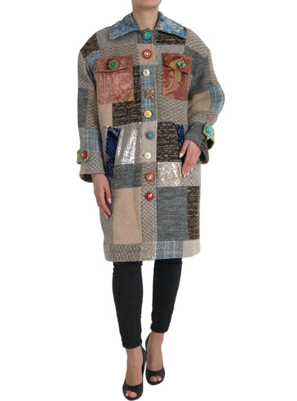 Dolce & Gabbana Multicolor Patchwork Trench Coat Jacket - Ellie Belle