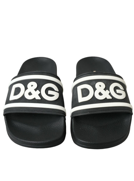 Dolce & Gabbana Black Rubber Beachwear Slippers Sandals Shoes - Ellie Belle