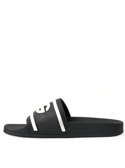 Dolce & Gabbana Black Rubber Beachwear Slippers Sandals Shoes - Ellie Belle