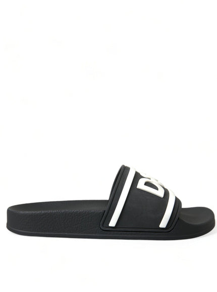 Dolce & Gabbana Black Rubber Beachwear Slippers Sandals Shoes - Ellie Belle