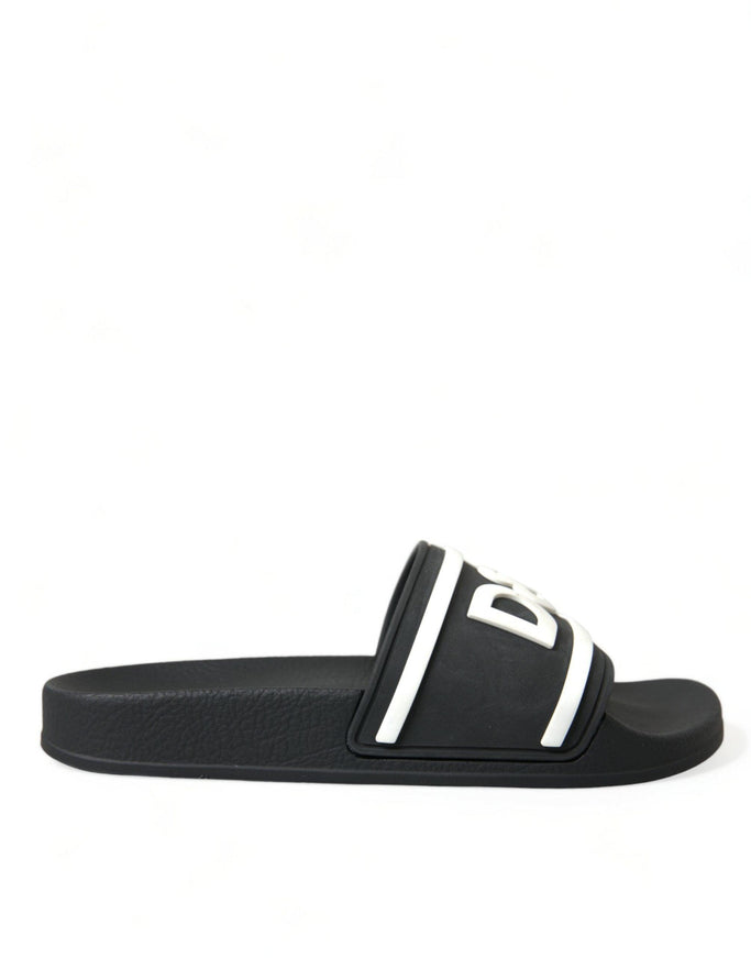 Dolce & Gabbana Black Rubber Beachwear Slippers Sandals Shoes - Ellie Belle