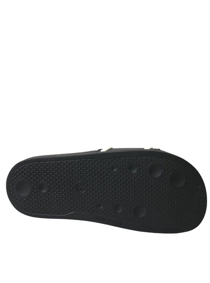 Dolce & Gabbana Black Rubber Beachwear Slippers Sandals Shoes - Ellie Belle