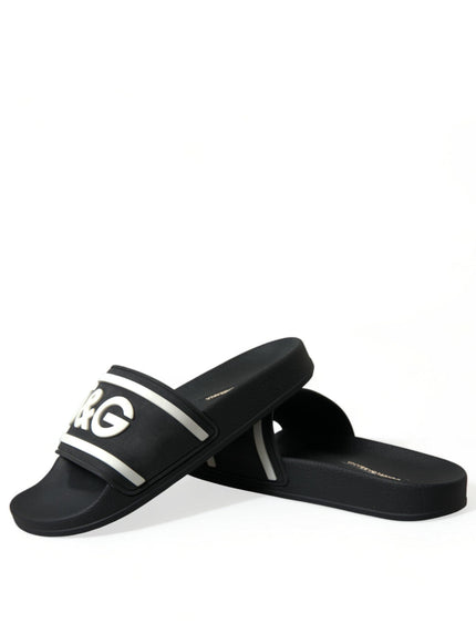 Dolce & Gabbana Black Rubber Beachwear Slippers Sandals Shoes - Ellie Belle