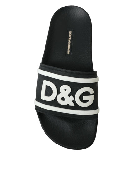 Dolce & Gabbana Black Rubber Beachwear Slippers Sandals Shoes - Ellie Belle