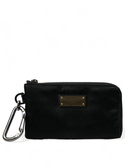 Dolce & Gabbana Black Nylon Logo Plaque Keyring Pouch Clutch Bag - Ellie Belle