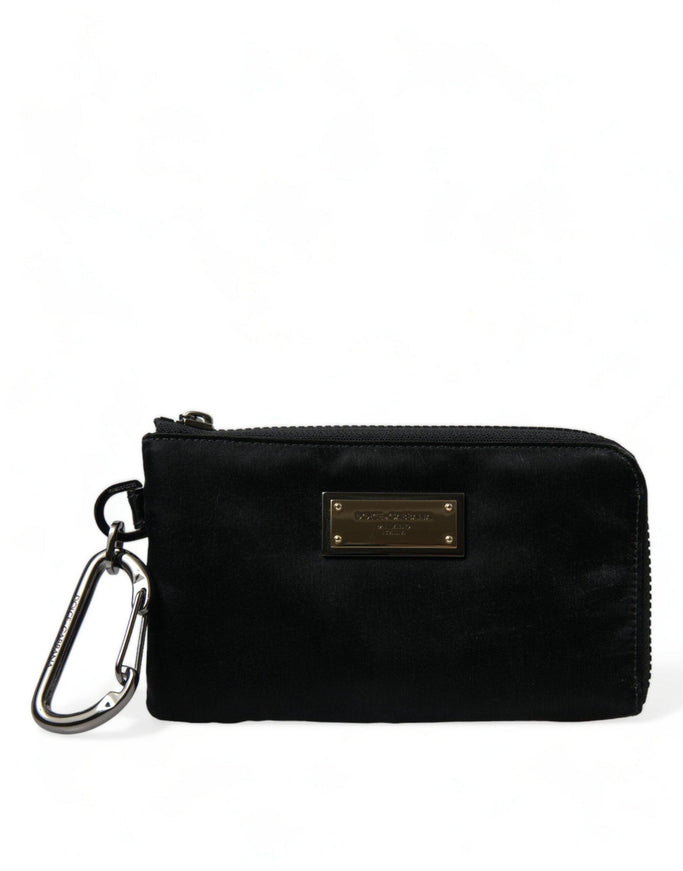 Dolce & Gabbana Black Nylon Logo Plaque Keyring Pouch Clutch Bag - Ellie Belle