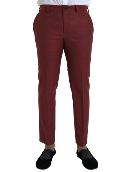 Dolce & Gabbana maroon wool skinny dress pants front view