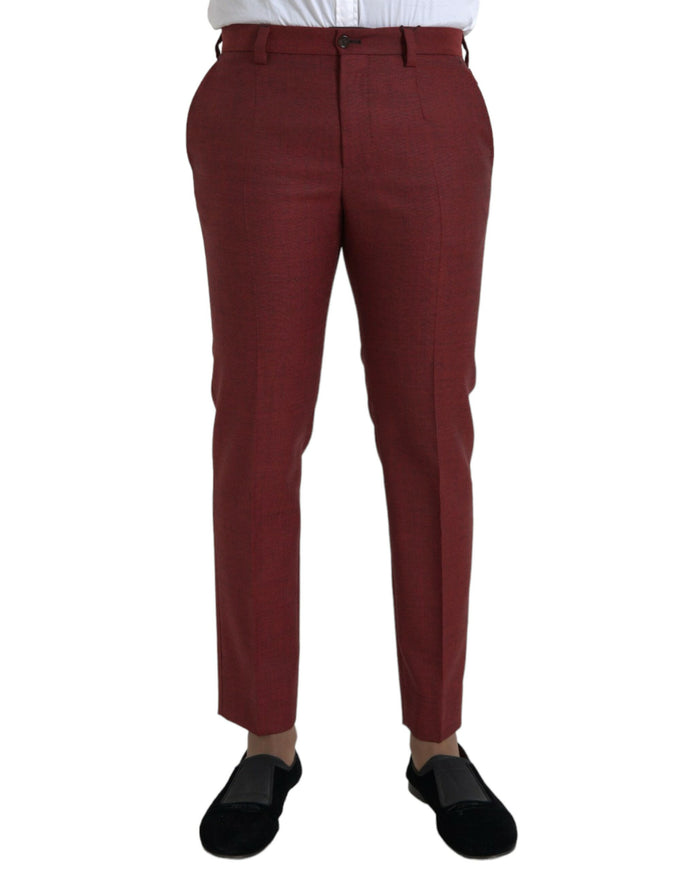 Dolce & Gabbana maroon wool skinny dress pants front view