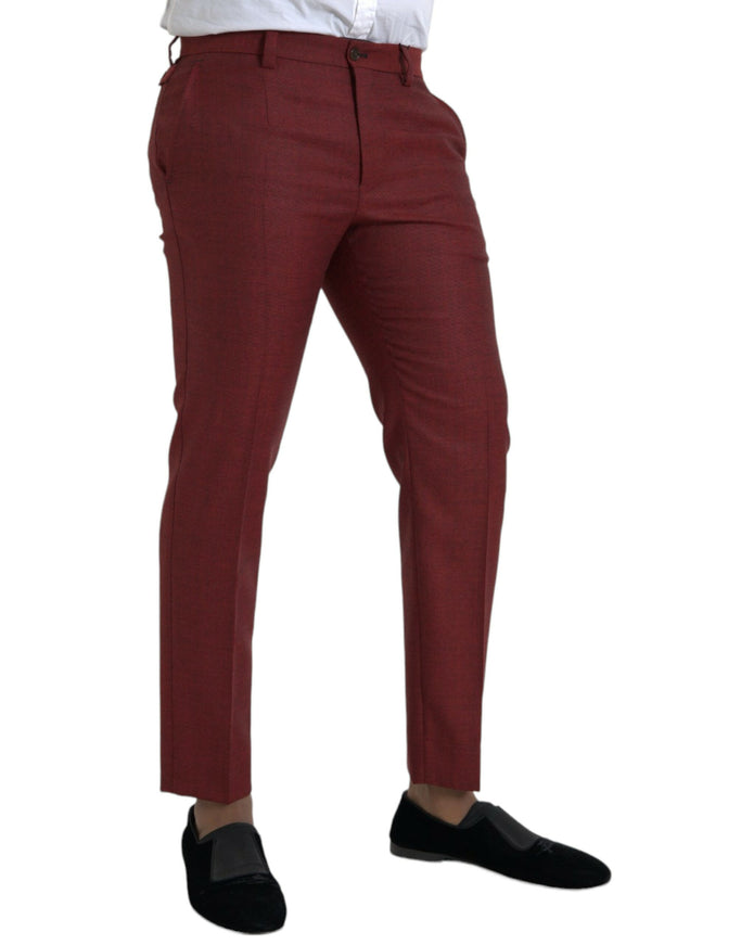 Dolce & Gabbana maroon wool skinny dress pants side view