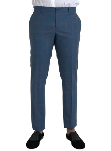 Dolce & Gabbana blue checkered wool dress pants front view