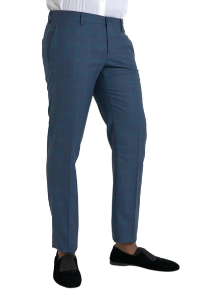 Dolce & Gabbana blue checkered wool dress pants side view