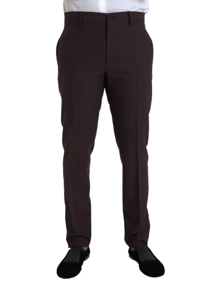 Dolce & Gabbana dark brown wool slim fit pants front view